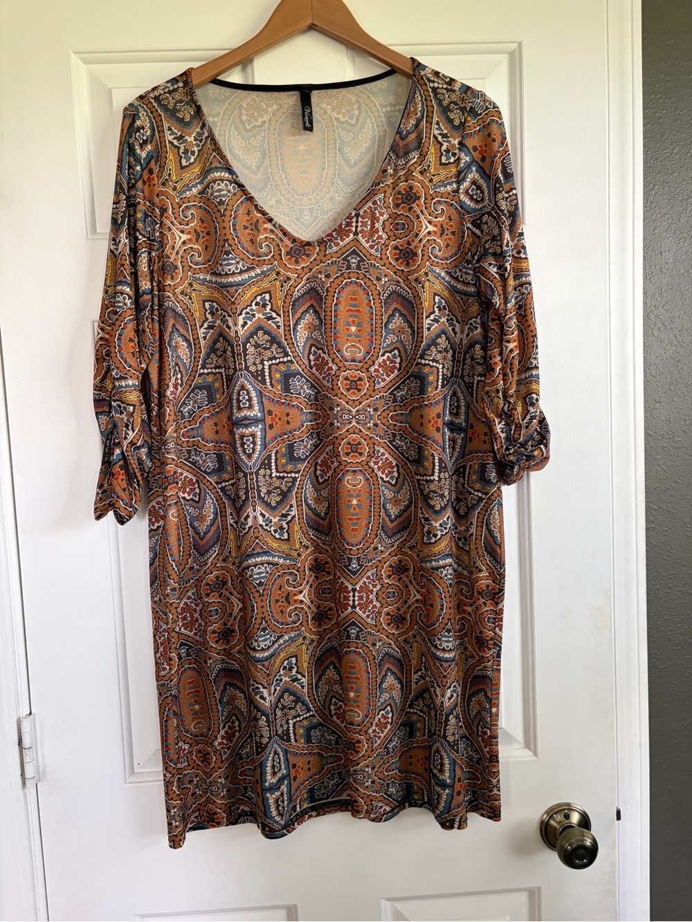 Viereck Paisley Shift Dress in Rust Multi